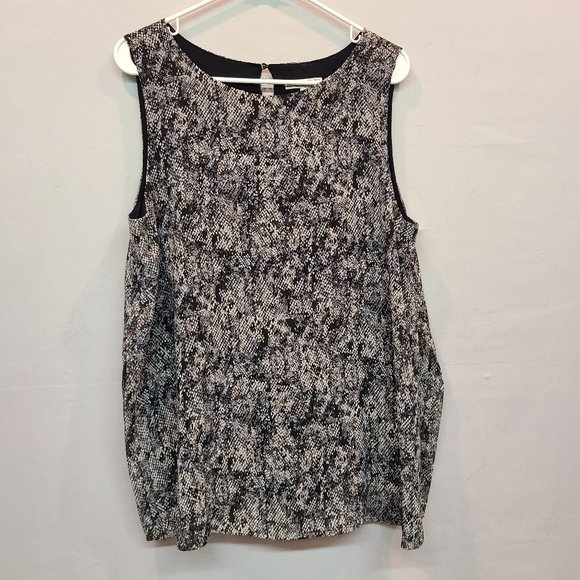 Dana Buchman Sleeveless Blouse Tank Womens Large Silver Snake Reptile Snakeskin - Picture 1 of 8